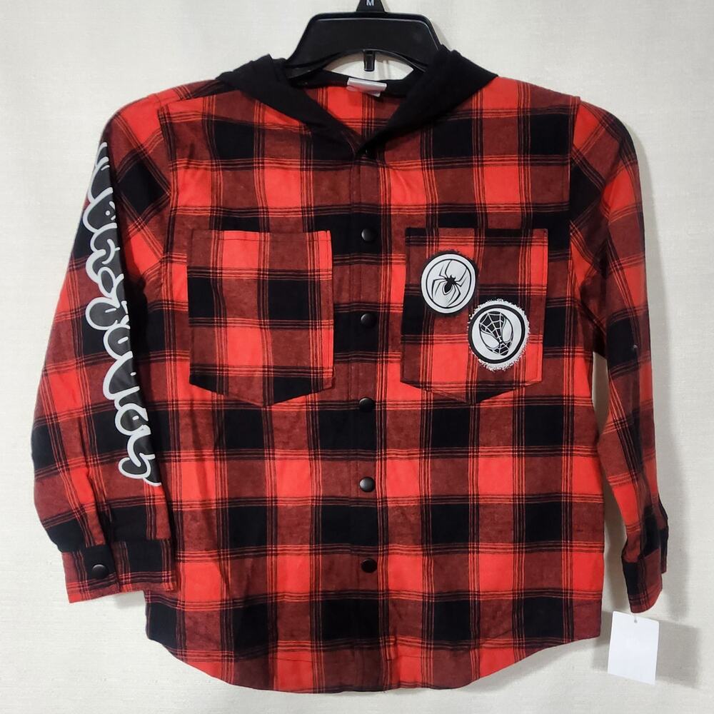Spider-Man long sleeve hooded flannel Kids Medium